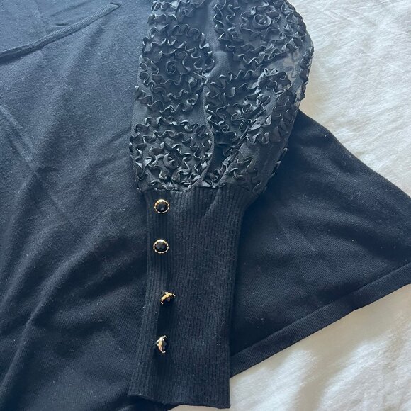 Sweater with lacy sheer sleeves - Picture 4 of 5